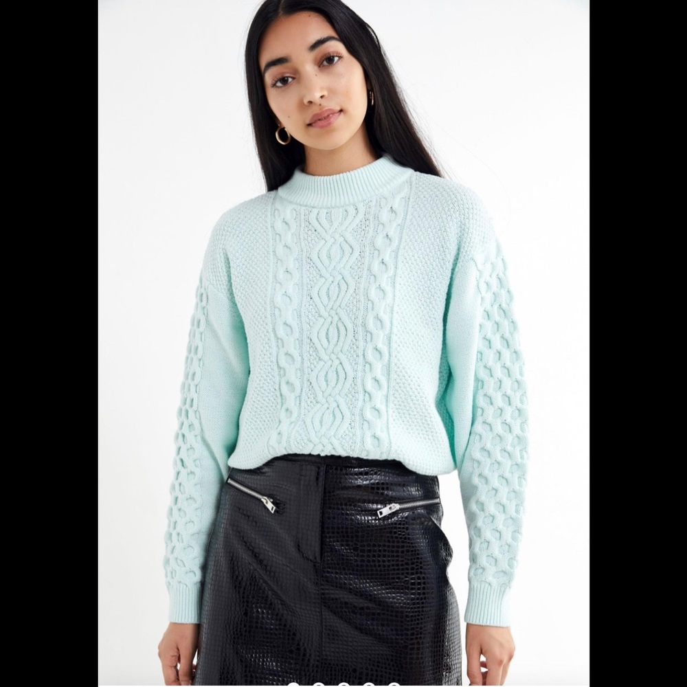 NWT UO Austin Mock-Neck Cable Knit Sweater